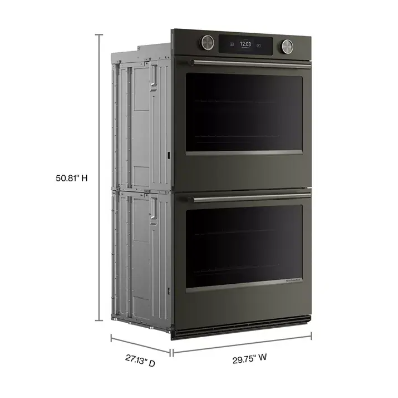 30-inch Smart Electric Double Wall Oven with Assisted Cooking Modes – Black Ore
